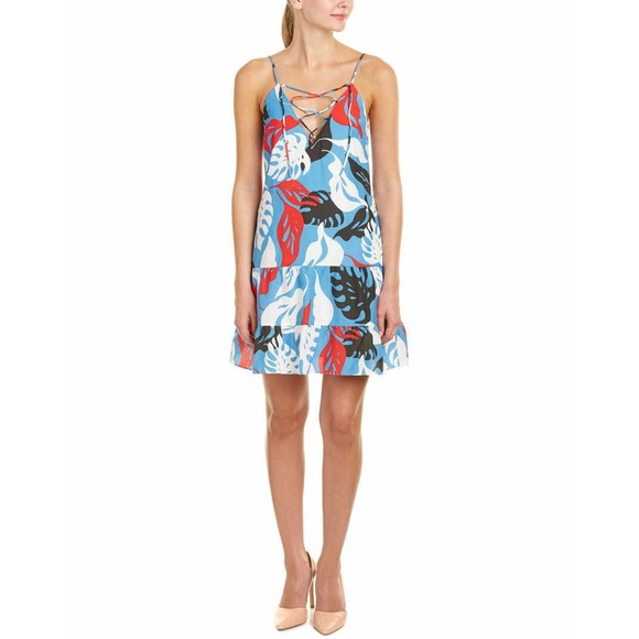 NWT~ N / Nicholas Tropical‎ Print Lace-Up Cotton Dress~ US 0/2 - Picture 1 of 4